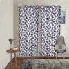 Reyansh Decor-Polyester Floral Grommet Curtain-Grey Multi (Pack Of 3)