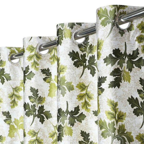 Reyansh Decor-Polyester Floral Grommet Curtain-Green Multi (Pack Of 3)