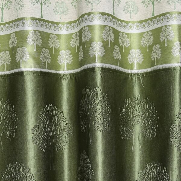 Reyansh Decor-Heavy Polyester Jacquard Punch Curtain-Green T (Pack Of 3)