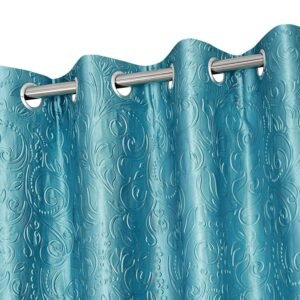 Reyansh Decor-Heavy Long Crush Polyester Curtain-Aqua 1 (Pack Of 3)