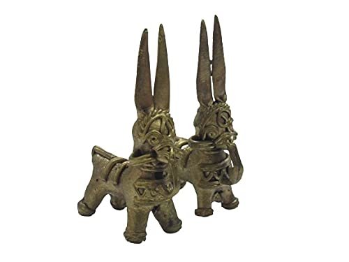 Mukherjee Handicraft-Handcrafted Brass Dhokra Horse Showpiece-Golden