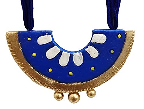 Mukherjee Handicraft-Women's Traditional Terracotta Jewellery Set-Blue