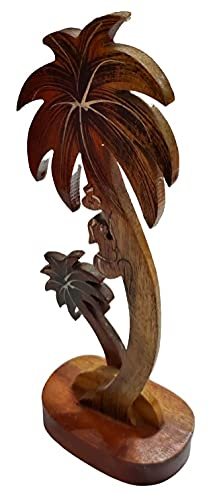 Mukherjee Handicraft-Wooden Coconut Tree showpiece for Table Decor-Brown