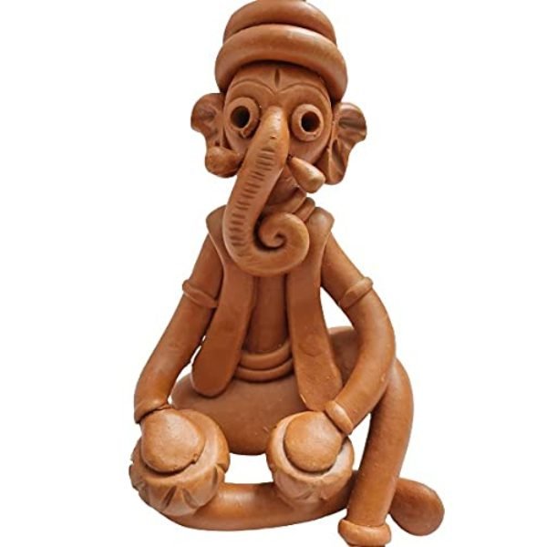 Mukherjee Handicraft-Handmade Terracotta Elephant Showpiece-Brown
