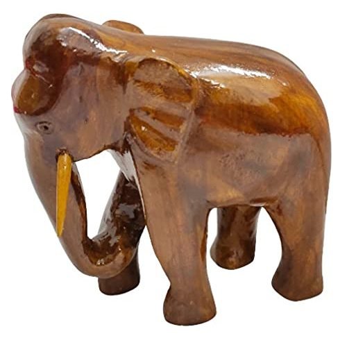 Mukherjee Handicraft-Handmade Wooden Elephant Showpiece-Brown
