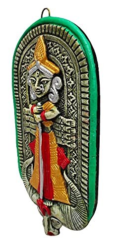 Mukherjee Handicraft-Terracotta Maa Durga Wall Hanging Showpiece-Multicolor