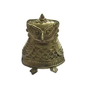 Mukherjee Handicraft-Handcrafted Brass Dhokra Owl Showpiece-Golden