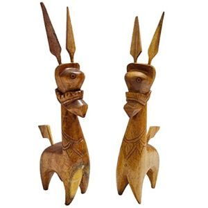 Mukherjee Handicraft-Handmade Wooden Bankura Horse Pair-Brown