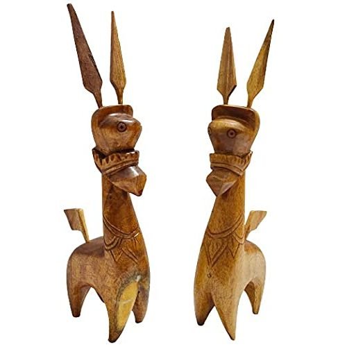 Mukherjee Handicraft-Handmade Wooden Bankura Horse Pair-Brown