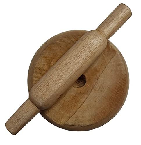 Mukherjee Handicraft-Handcrafted Wooden Mini Chakla Belan Toy For Kids-Brown