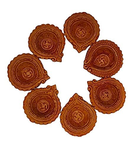 Mukherjee Handicraft-Terracotta Clay Diwali Diya-Brown (Pack Of 7)