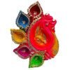 Mukherjee Handicraft-Terracotta Decorative 5 Diwali Diya Tray-Multicolor