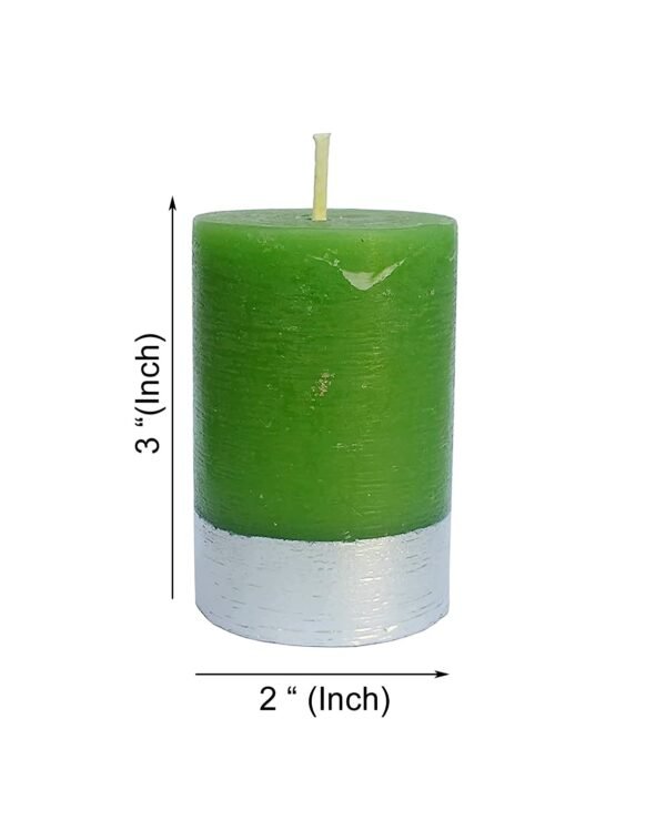 PURE INDIAN CANDLE-Handmade Lemongrass Scented Pillar Candle-Green ( Pack Of 6)
