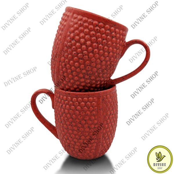 Divine Shop-Red Studio Pottery Coffee and Tea Cup-300 ml (Pack Of 2)