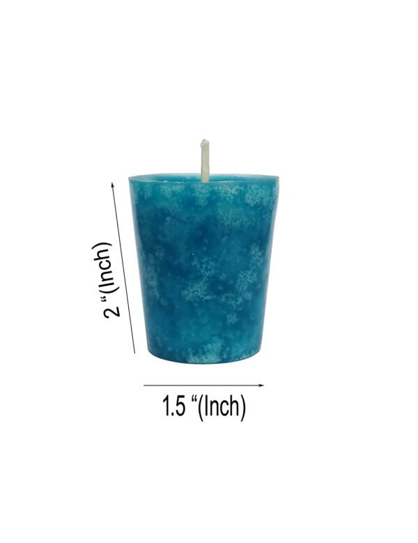 PURE INDIAN CANDLE-Handpourd Forest Scented Mottled Votive Candle-Aqua (Pack Of 4)