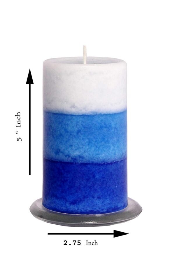 PURE INDIAN CANDLE-Hand Poured Forest Scented Pillar Candle-Blue Tritone