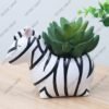 Divine Shop-Handcrafted Resin Zebra Succulent Planter-Black & White