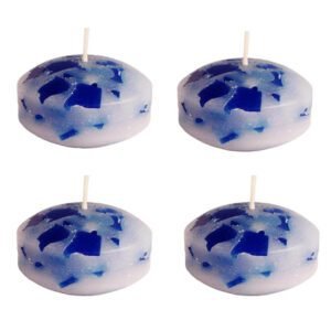 PURE INDIAN CANDLE-Handpourd Forest Scented Floating Candle-Blue (Pack Of 4)