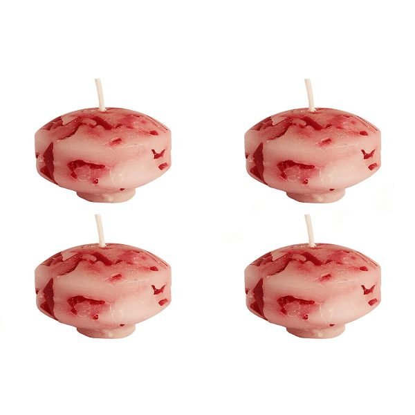 PURE INDIAN CANDLE-Handpourd Rose Scented Floating Candle-Red (Pack Of 4)