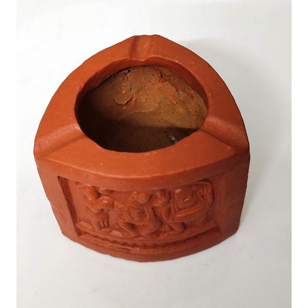 Mukherjee Handicraft-Triangle Terracotta Ashtray-Brown
