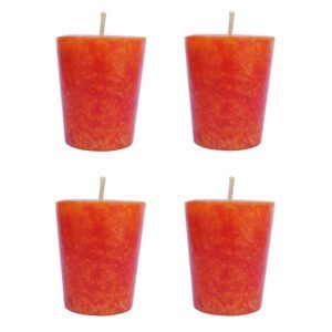 PURE INDIAN CANDLE-Handpourd Sandalwood Scented Votive Candle-Orange (Pack Of 4)