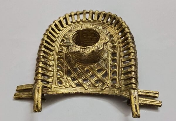 Mukherjee Handicraft-Handcrafted Brass Dhokra Candle Holder Showpiece-Golden