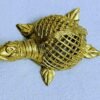 Mukherjee Handicraft-Handcrafted Brass Dhokra Tortoise Showpiece-Golden
