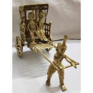 Mukherjee Handicraft-Handcrafted Brass Dhokra Rikshaw Showpiece-Golden
