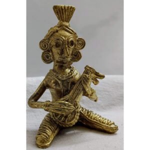 Mukherjee Handicraft-Handcrafted Brass Dhokra Aadivashi Showpiece-Golden