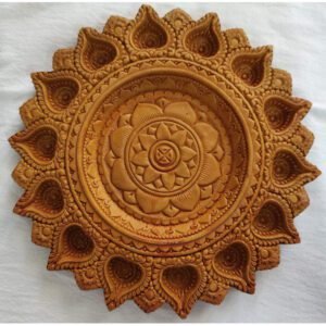 Mukherjee Handicraft-Terracotta Beautiful Handcrafted Diya Tray-Brown