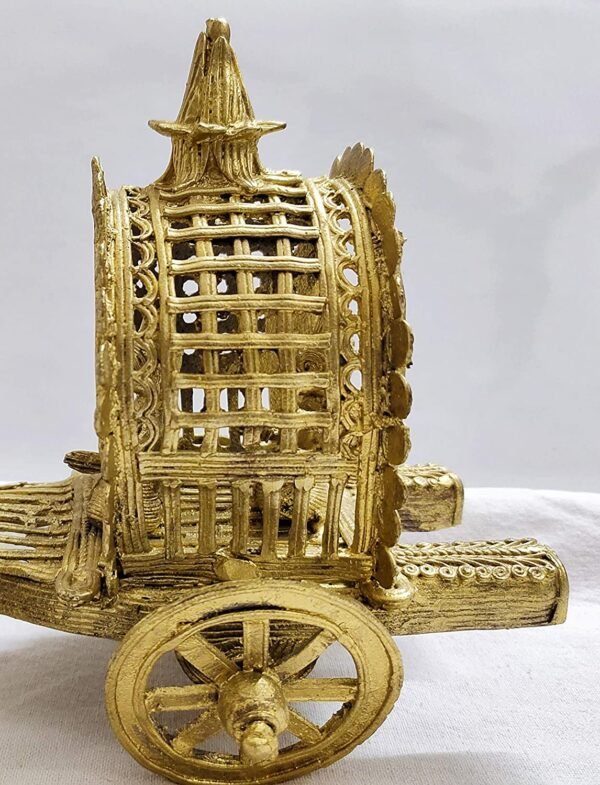 Mukherjee Handicraft-Handcrafted Brass Dhokra Bullock Cart Showpiece-Golden