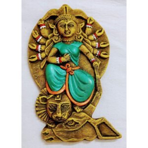 Mukherjee Handicraft-Terracotta Sherawali Maa Statue-Multicolor