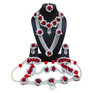 Aabhushan Creations-Women's Baby Shower Flower Jewelry-Red & White