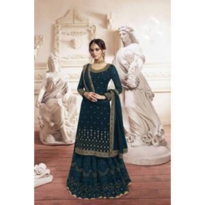 Jogmaya Fashion-Women's Designer And Partywear Plazzo Suit-Turquoise