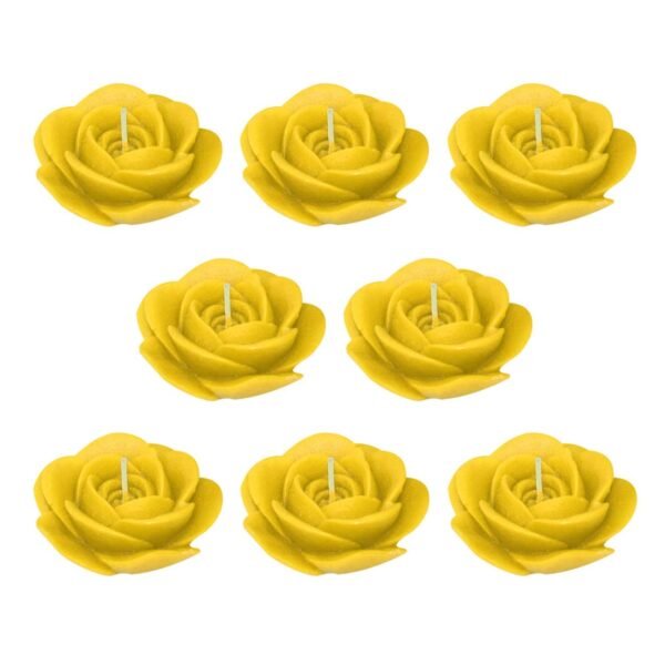 SHRADDHA CREATION-Floating Rose Wax Scented Decorative Candle-Yellow (Pack Of 8)